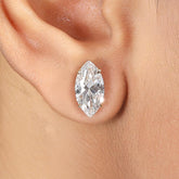 Marquise Diamond Stud Earring For Her in 14k Gold - Push Back